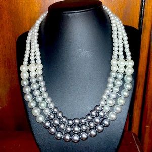 Faux pearl three row necklace